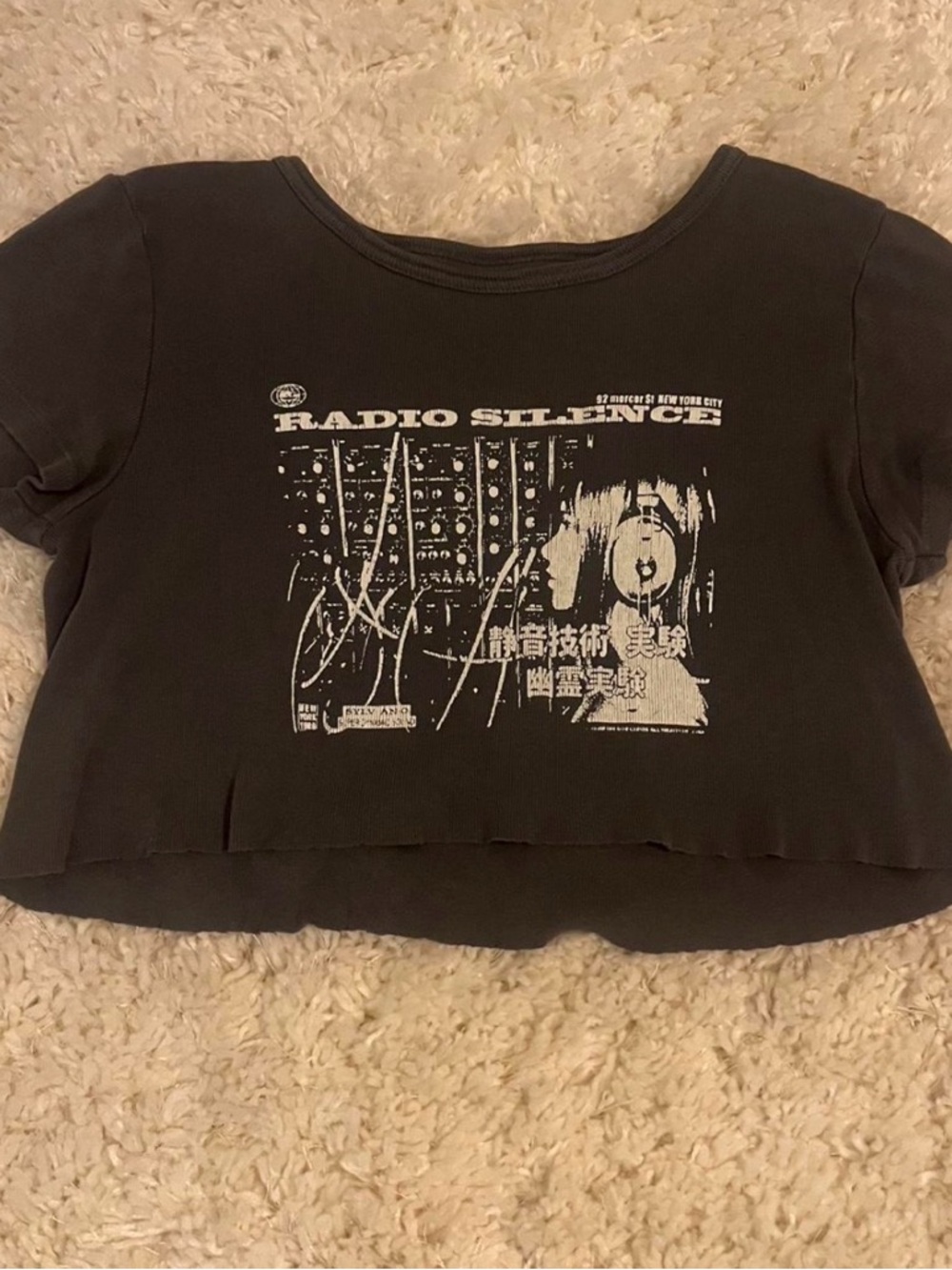 Brandy Melville radio silence grey cropped tee